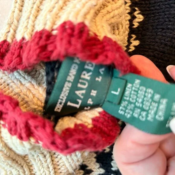 Vintage Hand Knit Ralph Lauren Sailing Yacht Canoe Knit Sweater Lodge Womens - Picture 9 of 12